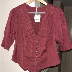 ❤️‍🔥FIRM PRICE❤️‍🔥Free People Womens Laurie Embroidered Blouse
